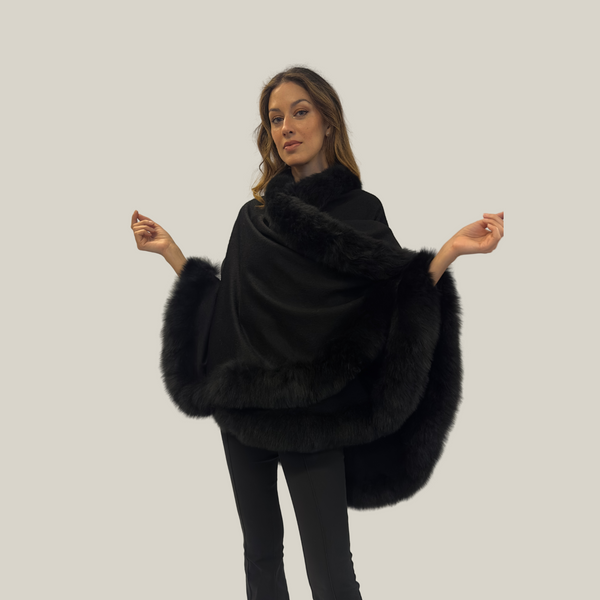 Maju Corta Cape — Black — black baby alpaca by All Alpaca