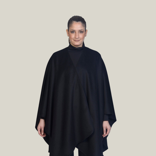 Daniela Larga Cape — Black — black baby alpaca by All Alpaca