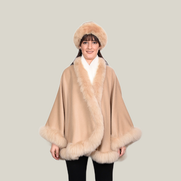 Maju Corta Cape — Beige — beige baby alpaca by All Alpaca