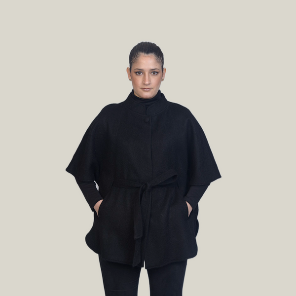 María Cape — Black — black alpaca by All Alpaca