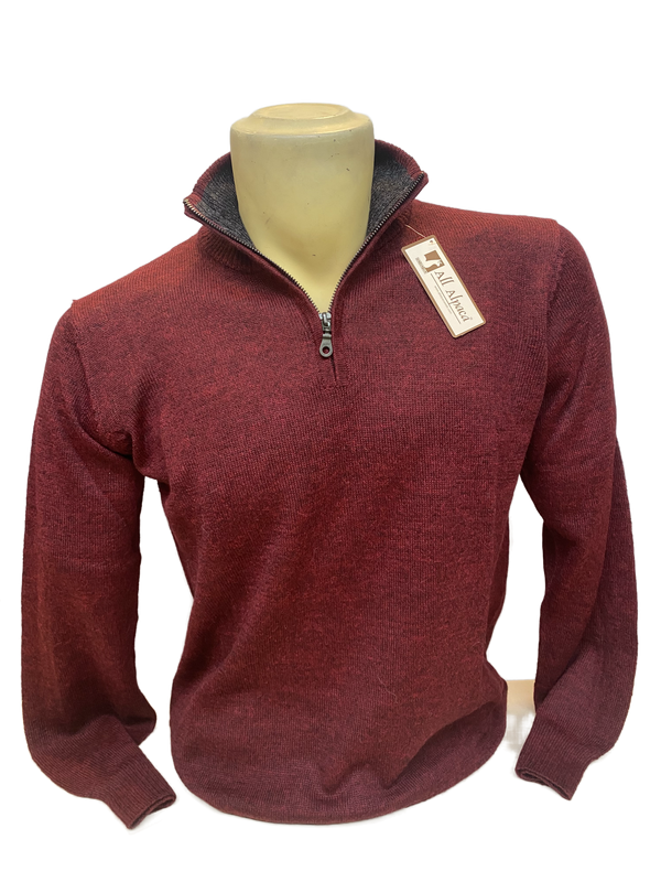 Enzo Sweater — Burgundy — burgundy baby alpaca by All Alpaca